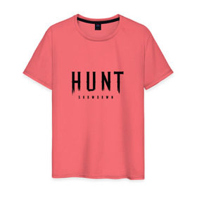 Мужская футболка хлопок с принтом Hunt: Showdown Black Logo в Петрозаводске, 100% хлопок | прямой крой, круглый вырез горловины, длина до линии бедер, слегка спущенное плечо. | crytek | game | hunt | hunt: showdown | hunter | monsters | showdown | игра | крайтек | охота | столкновение