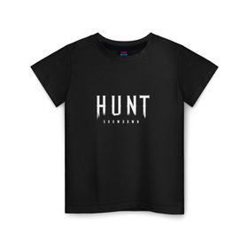 Детская футболка хлопок с принтом Hunt: Showdown White Logo в Петрозаводске, 100% хлопок | круглый вырез горловины, полуприлегающий силуэт, длина до линии бедер | Тематика изображения на принте: crytek | game | hunt | hunt: showdown | hunter | monsters | showdown | игра | крайтек | охота | столкновение