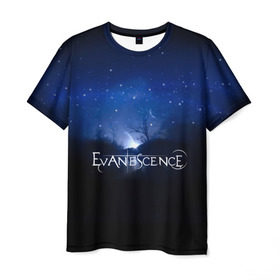 Мужская футболка 3D с принтом Evanescence звездное небо в Петрозаводске, 100% полиэфир | прямой крой, круглый вырез горловины, длина до линии бедер | evanescence | альтернативный | готик | группа | джен маджура | исчезновение | метал | ню | рок | синий | тим маккорд | трой маклоухорн | уилл хант | хард | эванесенс | эми ли