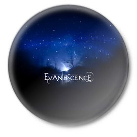 Значок с принтом Evanescence звездное небо в Петрозаводске,  металл | круглая форма, металлическая застежка в виде булавки | evanescence | альтернативный | готик | группа | джен маджура | исчезновение | метал | ню | рок | синий | тим маккорд | трой маклоухорн | уилл хант | хард | эванесенс | эми ли