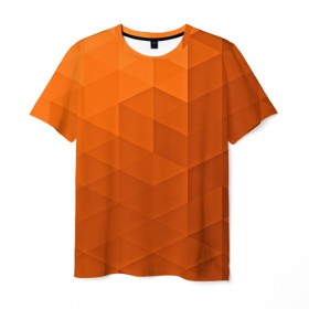Мужская футболка 3D с принтом Orange abstraction в Петрозаводске, 100% полиэфир | прямой крой, круглый вырез горловины, длина до линии бедер | abstraction | geometry | polygon | абстракция | геометрия | грань | краски | кубик | кубики | линии | мозаика | полигоны | ребро | текстура | узор