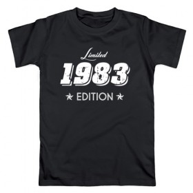 Мужская футболка хлопок с принтом limited edition 1983 в Петрозаводске, 100% хлопок | прямой крой, круглый вырез горловины, длина до линии бедер, слегка спущенное плечо. | Тематика изображения на принте: 1983 | день рождения | подарок | праздник