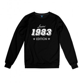 Женский свитшот хлопок с принтом limited edition 1983 в Петрозаводске, 100% хлопок | прямой крой, круглый вырез, на манжетах и по низу широкая трикотажная резинка  | Тематика изображения на принте: 1983 | день рождения | подарок | праздник