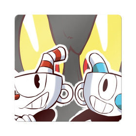 Магнит виниловый Квадрат с принтом Cuphead в Петрозаводске, полимерный материал с магнитным слоем | размер 9*9 см, закругленные углы | Тематика изображения на принте: cuphead