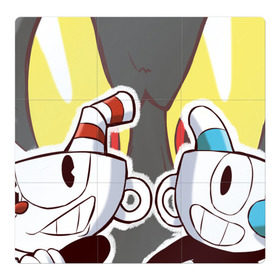 Магнитный плакат 3Х3 с принтом Cuphead в Петрозаводске, Полимерный материал с магнитным слоем | 9 деталей размером 9*9 см | Тематика изображения на принте: cuphead