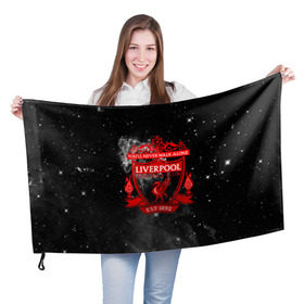 Флаг 3D с принтом FC LIVERPOOL в Петрозаводске, 100% полиэстер | плотность ткани — 95 г/м2, размер — 67 х 109 см. Принт наносится с одной стороны | fc liverpool | футбол | футбольный клуб