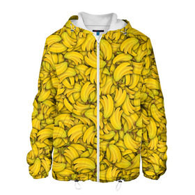 Мужская куртка 3D с принтом Бананы в Петрозаводске, ткань верха — 100% полиэстер, подклад — флис | прямой крой, подол и капюшон оформлены резинкой с фиксаторами, два кармана без застежек по бокам, один большой потайной карман на груди. Карман на груди застегивается на липучку | banana | vegan | банан | веган | желтый | паттерн | текстура | фрукт
