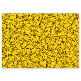 Поздравительная открытка с принтом Бананы в Петрозаводске, 100% бумага | плотность бумаги 280 г/м2, матовая, на обратной стороне линовка и место для марки
 | Тематика изображения на принте: banana | vegan | банан | веган | желтый | паттерн | текстура | фрукт