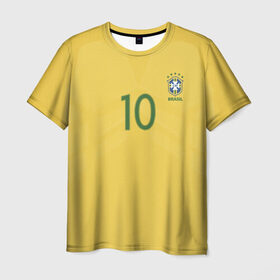 Мужская футболка 3D с принтом Неймар Форма Домашняя 17/18 в Петрозаводске, 100% полиэфир | прямой крой, круглый вырез горловины, длина до линии бедер | brazil | jr | neymar | бразилия | неймар | нэймар | по футболу | сборная бразилии | футбольная форма