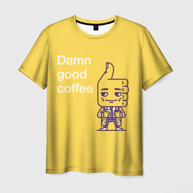 Мужская футболка 3D с принтом Чертовски хороший кофе в Петрозаводске, 100% полиэфир | прямой крой, круглый вырез горловины, длина до линии бедер | fbi | fагент купер | twin peaks | лайк | лойс | луцк | палец вверх | смайлик | твин пикс | человечек