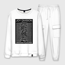 Мужской костюм хлопок с принтом Joy Division в Петрозаводске, 100% хлопок | на свитшоте круглая горловина, мягкая резинка по низу. Брюки заужены к низу, на них два вида карманов: два “обычных” по бокам и два объемных, с клапанами, расположенные ниже линии бедра. Брюки с мягкой трикотажной резинкой на поясе и по низу штанин. В поясе для дополнительного комфорта — широкие завязки | postpunk | unknown pleasures | бернард самнер | британская рок группа | джой дивижн | иэн кёртис | неизвестные удовольствия | питер хук | постпанк | стивен моррис