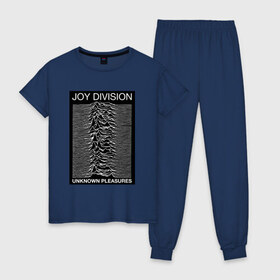 Женская пижама хлопок с принтом Joy Division в Петрозаводске, 100% хлопок | брюки и футболка прямого кроя, без карманов, на брюках мягкая резинка на поясе и по низу штанин | postpunk | unknown pleasures | бернард самнер | британская рок группа | джой дивижн | иэн кёртис | неизвестные удовольствия | питер хук | постпанк | стивен моррис