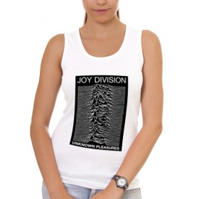 Женская майка хлопок с принтом Joy Division в Петрозаводске, 95% хлопок, 5% эластан |  | postpunk | unknown pleasures | бернард самнер | британская рок группа | джой дивижн | иэн кёртис | неизвестные удовольствия | питер хук | постпанк | стивен моррис