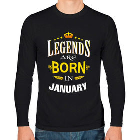 Мужской лонгслив хлопок с принтом Legends are born in january в Петрозаводске, 100% хлопок |  | Тематика изображения на принте: 