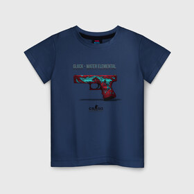 Детская футболка хлопок с принтом Glock - Water Elemental в Петрозаводске, 100% хлопок | круглый вырез горловины, полуприлегающий силуэт, длина до линии бедер | Тематика изображения на принте: cs go | global offensive | глок | каэс | контр страйк | контра | кс | оружие | пистолет | скин