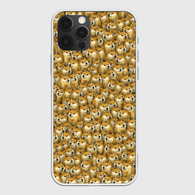 Чехол для iPhone 12 Pro с принтом Собачки Doge в Петрозаводске, силикон | область печати: задняя сторона чехла, без боковых панелей | doge | meme | доги | желтый | мем | паттерн | пёс | собака | текстура