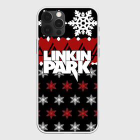 Чехол для iPhone 12 Pro с принтом Праздничный Linkin Park в Петрозаводске, силикон | область печати: задняя сторона чехла, без боковых панелей | b | chester | linkin park | альтернативный метал | альтернативный рок | беннингтон | группа | знак | красный | линкин парк | музыкант | надпись | новогодний | новый год | ню метал | певец | праздник | рождество