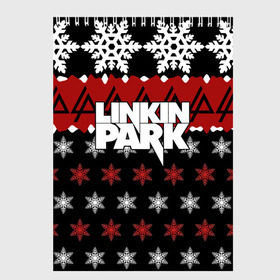 Скетчбук с принтом Праздничный Linkin Park в Петрозаводске, 100% бумага
 | 48 листов, плотность листов — 100 г/м2, плотность картонной обложки — 250 г/м2. Листы скреплены сверху удобной пружинной спиралью | b | chester | linkin park | альтернативный метал | альтернативный рок | беннингтон | группа | знак | красный | линкин парк | музыкант | надпись | новогодний | новый год | ню метал | певец | праздник | рождество