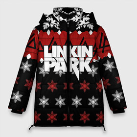 Женская зимняя куртка 3D с принтом Праздничный Linkin Park в Петрозаводске, верх — 100% полиэстер; подкладка — 100% полиэстер; утеплитель — 100% полиэстер | длина ниже бедра, силуэт Оверсайз. Есть воротник-стойка, отстегивающийся капюшон и ветрозащитная планка. 

Боковые карманы с листочкой на кнопках и внутренний карман на молнии | b | chester | linkin park | альтернативный метал | альтернативный рок | беннингтон | группа | знак | красный | линкин парк | музыкант | надпись | новогодний | новый год | ню метал | певец | праздник | рождество