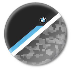 Значок с принтом BMW 2018 Black military в Петрозаводске,  металл | круглая форма, металлическая застежка в виде булавки | Тематика изображения на принте: bmw | автомобиль | автомобильные | бмв | марка | машины | флаг