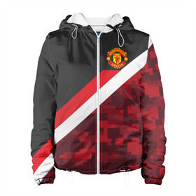 Женская куртка 3D с принтом Manchester United Sport Camo в Петрозаводске, ткань верха — 100% полиэстер, подклад — флис | прямой крой, подол и капюшон оформлены резинкой с фиксаторами, два кармана без застежек по бокам, один большой потайной карман на груди. Карман на груди застегивается на липучку | emirates | fc | manchester united | абстракция | геометрия | зож | клуб | линии | манчестер юнайтед | модные | мяч | россии | спорт | спортивные | стиль | тренды | футбол | футбольный клуб | экстрим | эмблема