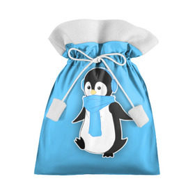 Подарочный 3D мешок с принтом Penguin blue в Петрозаводске, 100% полиэстер | Размер: 29*39 см | blue | cartoon | penguin | милый | мультик | мультфильм | пингвин | рисунок