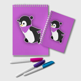 Блокнот с принтом Penguin purple в Петрозаводске, 100% бумага | 48 листов, плотность листов — 60 г/м2, плотность картонной обложки — 250 г/м2. Листы скреплены удобной пружинной спиралью. Цвет линий — светло-серый
 | Тематика изображения на принте: cartoon | penguin | purple | милый | мультик | мультфильм | пингвин | рисунок | фиолетовый