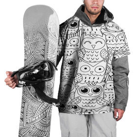 Накидка на куртку 3D с принтом Совушки pattern в Петрозаводске, 100% полиэстер |  | bird | owl | животные | ночные птицы | птицы | совы