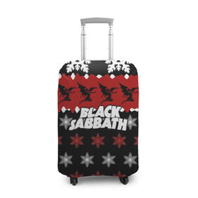 Чехол для чемодана 3D с принтом Праздничный Black Sabbath в Петрозаводске, 86% полиэфир, 14% спандекс | двустороннее нанесение принта, прорези для ручек и колес | black sabbath | группа | новогодний | новый год | рождество | свитер | снежинки | хард рок | хеви метал