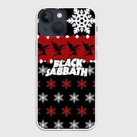 Чехол для iPhone 13 mini с принтом Праздничный Black Sabbath в Петрозаводске,  |  | black sabbath | группа | новогодний | новый год | рождество | свитер | снежинки | хард рок | хеви метал