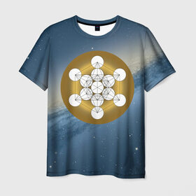 Мужская футболка 3D с принтом Куб метатрона в Петрозаводске, 100% полиэфир | прямой крой, круглый вырез горловины, длина до линии бедер | архангел | геометрия пространства | древо жизни | куб метатрона | мельхиседек | меркаба | мудрость | сакральная геометрия | цветок жизни