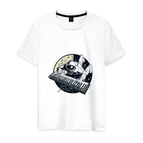 Мужская футболка хлопок с принтом Piano в Петрозаводске, 100% хлопок | прямой крой, круглый вырез горловины, длина до линии бедер, слегка спущенное плечо. | клавишник | пианино | пианист | рояль. | фортепиано
