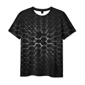Мужская футболка 3D с принтом Карбоновые СОТЫ в Петрозаводске, 100% полиэфир | прямой крой, круглый вырез горловины, длина до линии бедер | abstraction | internet | абстракция | молекула | текстура | технологии | узоры | форма | фрактал | цвет
