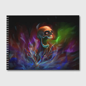 Альбом для рисования с принтом Skull в Петрозаводске, 100% бумага
 | матовая бумага, плотность 200 мг. | halloween | pumpkin | witch | ведьма | демон | кот | тыква | хэллоуин | череп
