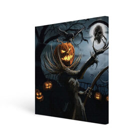 Холст квадратный с принтом Jack в Петрозаводске, 100% ПВХ |  | halloween | pumpkin | witch | ведьма | демон | кот | тыква | хэллоуин | череп