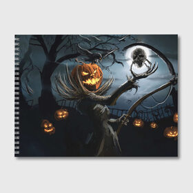 Альбом для рисования с принтом Jack в Петрозаводске, 100% бумага
 | матовая бумага, плотность 200 мг. | halloween | pumpkin | witch | ведьма | демон | кот | тыква | хэллоуин | череп