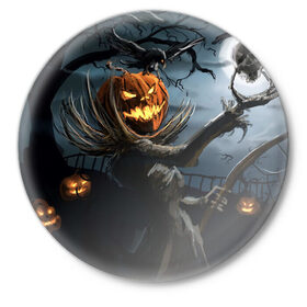 Значок с принтом Jack в Петрозаводске,  металл | круглая форма, металлическая застежка в виде булавки | Тематика изображения на принте: halloween | pumpkin | witch | ведьма | демон | кот | тыква | хэллоуин | череп