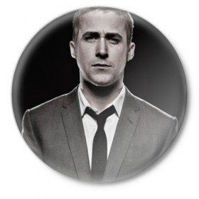Значок с принтом Ryan Gosling в Петрозаводске,  металл | круглая форма, металлическая застежка в виде булавки | Тематика изображения на принте: 