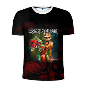 Мужская футболка 3D спортивная с принтом Индеец Iron Maiden в Петрозаводске, 100% полиэстер с улучшенными характеристиками | приталенный силуэт, круглая горловина, широкие плечи, сужается к линии бедра | iron maiden | адриан смит | айрон мейден | группа | дэйв мюррей | железная дева | ирон майден | кровь | метал | мрачный | музыка | песни | рок | сердце | стив харрис | тяжелый | хеви | хевиметал