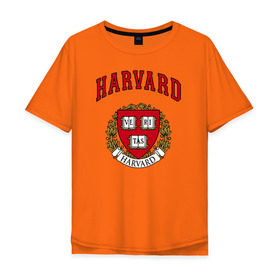 Мужская футболка хлопок Oversize с принтом Harvard university в Петрозаводске, 100% хлопок | свободный крой, круглый ворот, “спинка” длиннее передней части | Тематика изображения на принте: вуз | гарвард | герб | лига плюща | массачусетс | престижный | сша | университет