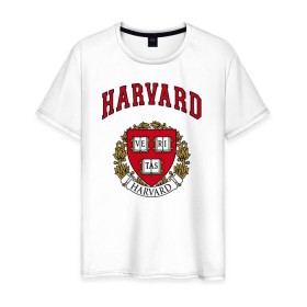 Мужская футболка хлопок с принтом Harvard university в Петрозаводске, 100% хлопок | прямой крой, круглый вырез горловины, длина до линии бедер, слегка спущенное плечо. | вуз | гарвард | герб | лига плюща | массачусетс | престижный | сша | университет
