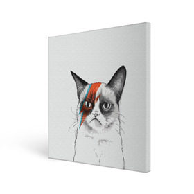 Холст квадратный с принтом Grumpy cat (David Bowie) в Петрозаводске, 100% ПВХ |  | Тематика изображения на принте: бодиарт | грумпи | дэвид боуи | злой кот | интернет | котей | котик | кошка | мем | мемас | мемчик. | молния на лице | рисунок на лице | сердитый