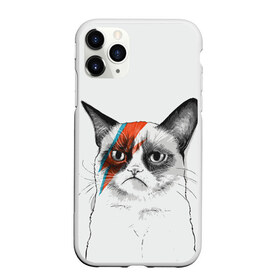 Чехол для iPhone 11 Pro матовый с принтом Grumpy cat (David Bowie) в Петрозаводске, Силикон |  | Тематика изображения на принте: бодиарт | грумпи | дэвид боуи | злой кот | интернет | котей | котик | кошка | мем | мемас | мемчик. | молния на лице | рисунок на лице | сердитый