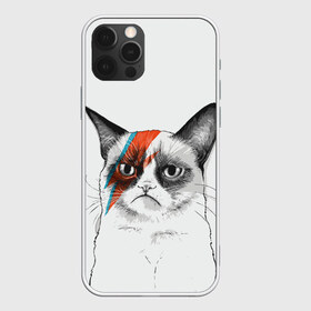 Чехол для iPhone 12 Pro Max с принтом Grumpy cat (David Bowie) в Петрозаводске, Силикон |  | бодиарт | грумпи | дэвид боуи | злой кот | интернет | котей | котик | кошка | мем | мемас | мемчик. | молния на лице | рисунок на лице | сердитый