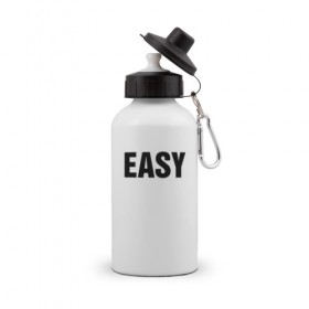 Бутылка спортивная с принтом EASY в Петрозаводске, металл | емкость — 500 мл, в комплекте две пластиковые крышки и карабин для крепления | Тематика изображения на принте: изи | изи катка | легко | просто