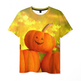 Мужская футболка 3D с принтом Pumpkin в Петрозаводске, 100% полиэфир | прямой крой, круглый вырез горловины, длина до линии бедер | 