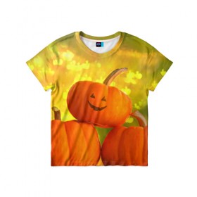 Детская футболка 3D с принтом Pumpkin в Петрозаводске, 100% гипоаллергенный полиэфир | прямой крой, круглый вырез горловины, длина до линии бедер, чуть спущенное плечо, ткань немного тянется | 