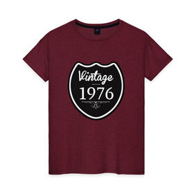 Женская футболка хлопок с принтом Vintage 1976 в Петрозаводске, 100% хлопок | прямой крой, круглый вырез горловины, длина до линии бедер, слегка спущенное плечо | 1976 | день рождения | подарок | праздник