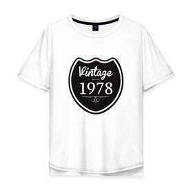 Мужская футболка хлопок Oversize с принтом Vintage 1978 в Петрозаводске, 100% хлопок | свободный крой, круглый ворот, “спинка” длиннее передней части | 
