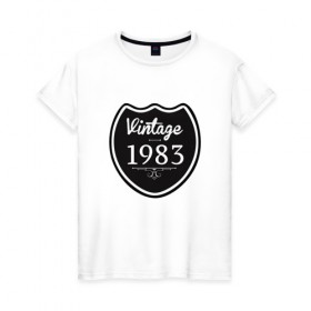 Женская футболка хлопок с принтом Vintage 1983 в Петрозаводске, 100% хлопок | прямой крой, круглый вырез горловины, длина до линии бедер, слегка спущенное плечо | 
